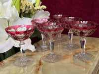 Lot de 6 coupes à champagne Cristal Saint Louis rouges très bon état années 30