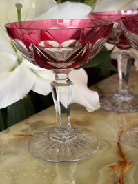 Lot de 6 coupes à champagne Cristal Saint Louis rouges très bon état années 30
