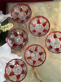 Lot de 6 coupes à champagne Cristal Saint Louis rouges très bon état années 30