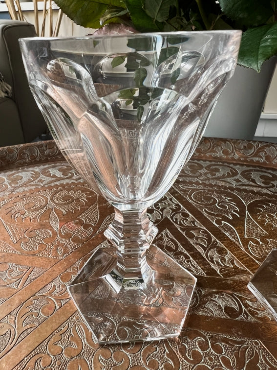 Set of 2 Baccarat Harcourt crystal red wine glasses excellent condition 13.5 cm