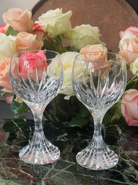 Lot de 2 verres à vin Cristal Baccarat modèle Massena parfait état h 16,5 cm