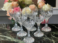 Lot de 6 verres à vin Cristal Baccarat modèle Massena parfait état h 16,5 cm