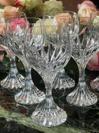 Lot de 6 verres à vin Cristal Baccarat modèle Massena parfait état h 16,5 cm