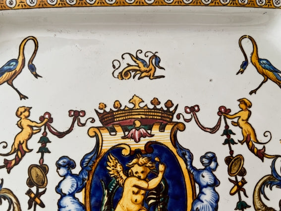 Ensemble Faïence de Gien 4 éléments motif Renaissance fond blanc