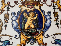 Ensemble Faïence de Gien 4 éléments motif Renaissance fond blanc