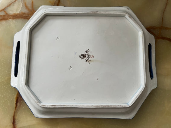 Ensemble Faïence de Gien 4 éléments motif Renaissance fond blanc