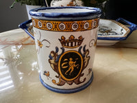 Ensemble Faïence de Gien 4 éléments motif Renaissance fond blanc