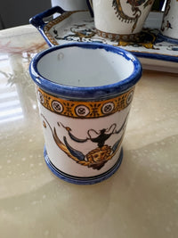 Ensemble Faïence de Gien 4 éléments motif Renaissance fond blanc