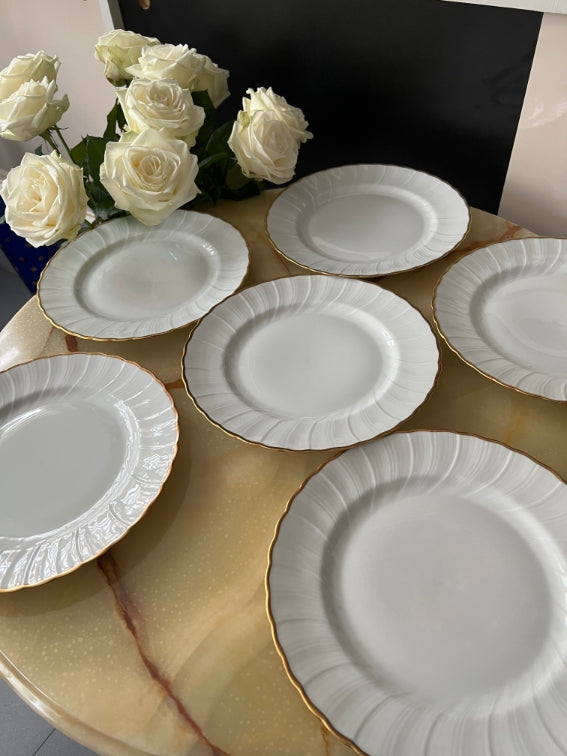 Lot 6 assiettes plates 24 cm Porcelaine de Limoges Bernardaud modèle Verlaine