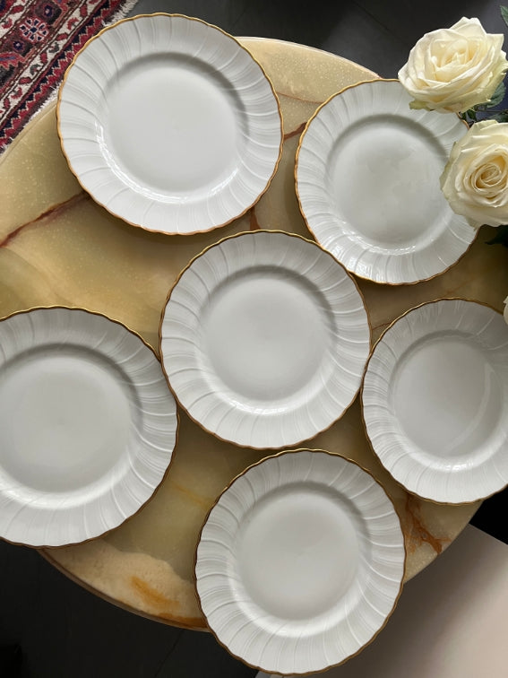 Lot 6 assiettes plates 24 cm Porcelaine de Limoges Bernardaud modèle Verlaine
