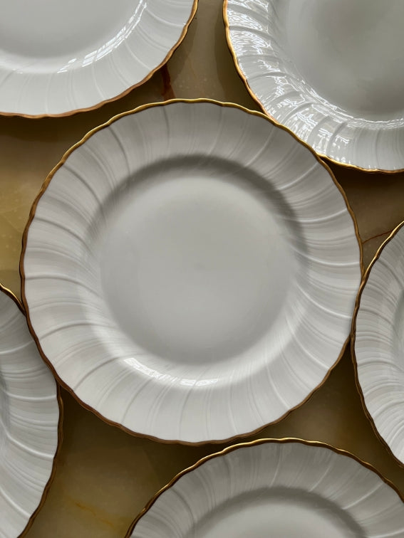 Lot 6 assiettes plates 24 cm Porcelaine de Limoges Bernardaud modèle Verlaine