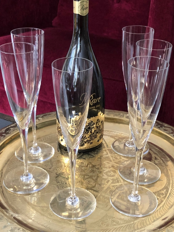 Lot de 6 Flûtes à champagne Cristal Baccarat Dom Perignon très bon état avec boîte