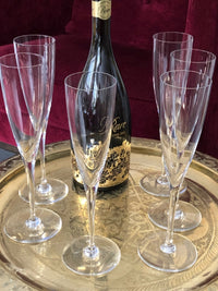 Lot de 6 Flûtes à champagne Cristal Baccarat Dom Perignon très bon état avec boîte