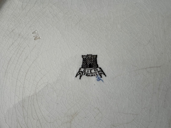 Dessous de plat faïence de Gien décor Renaissance fond bleu