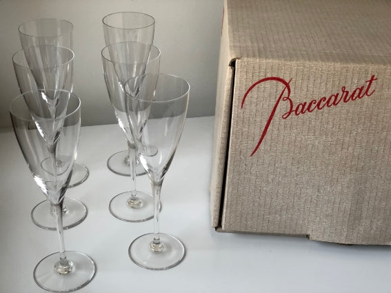 Lot de 6 Flûtes à champagne Cristal Baccarat Dom Perignon très bon état avec boîte