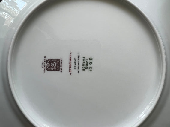 Lot de 6 assiettes plates 24,5cm Porcelaine de Limoges Bernardaud mod. Gabrielle