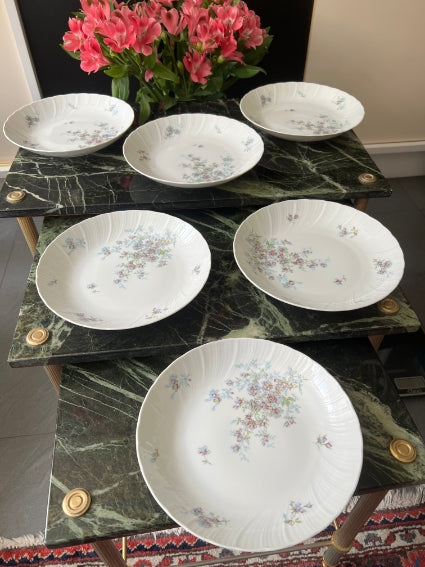 Lot de 6 assiettes creuses Porcelaine de Limoges Bernardaud modèle Gabrielle